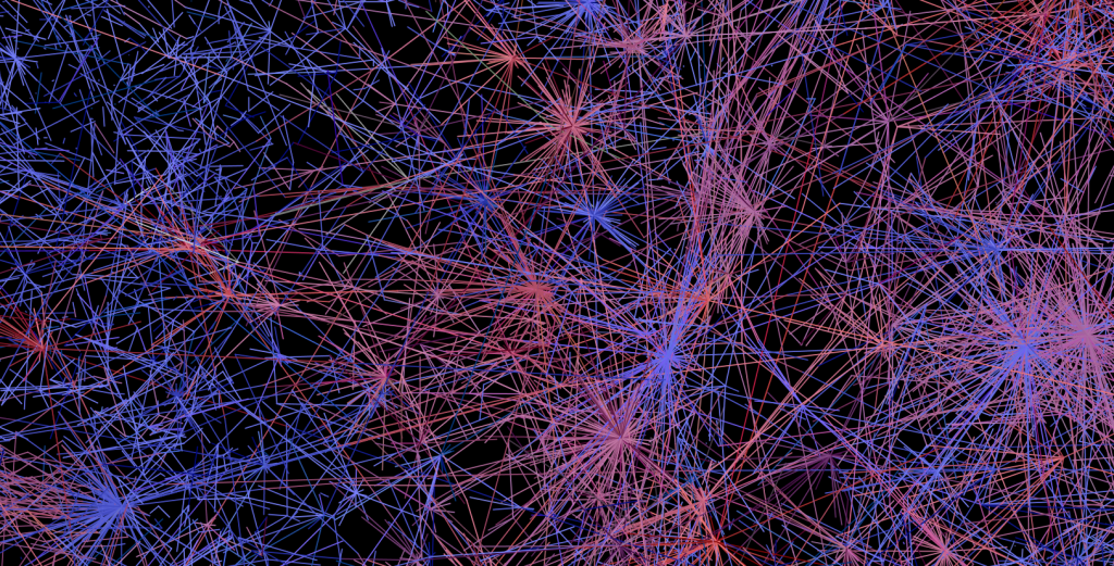 image of pink and purple webs with a black background